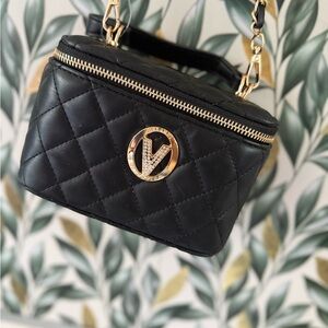 Valentina Black Quilted purse Gold Accents